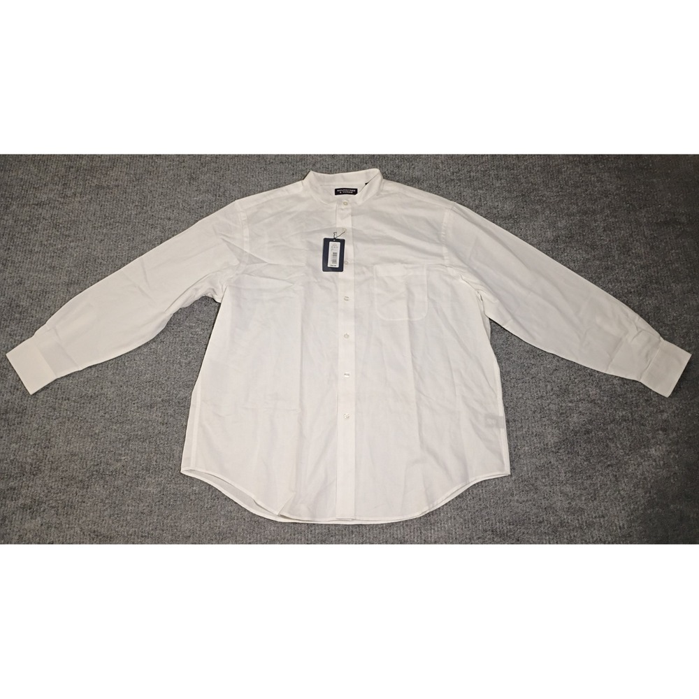 Roundtree & Yorke Men's Band Collar White Dress Shirt Size XL